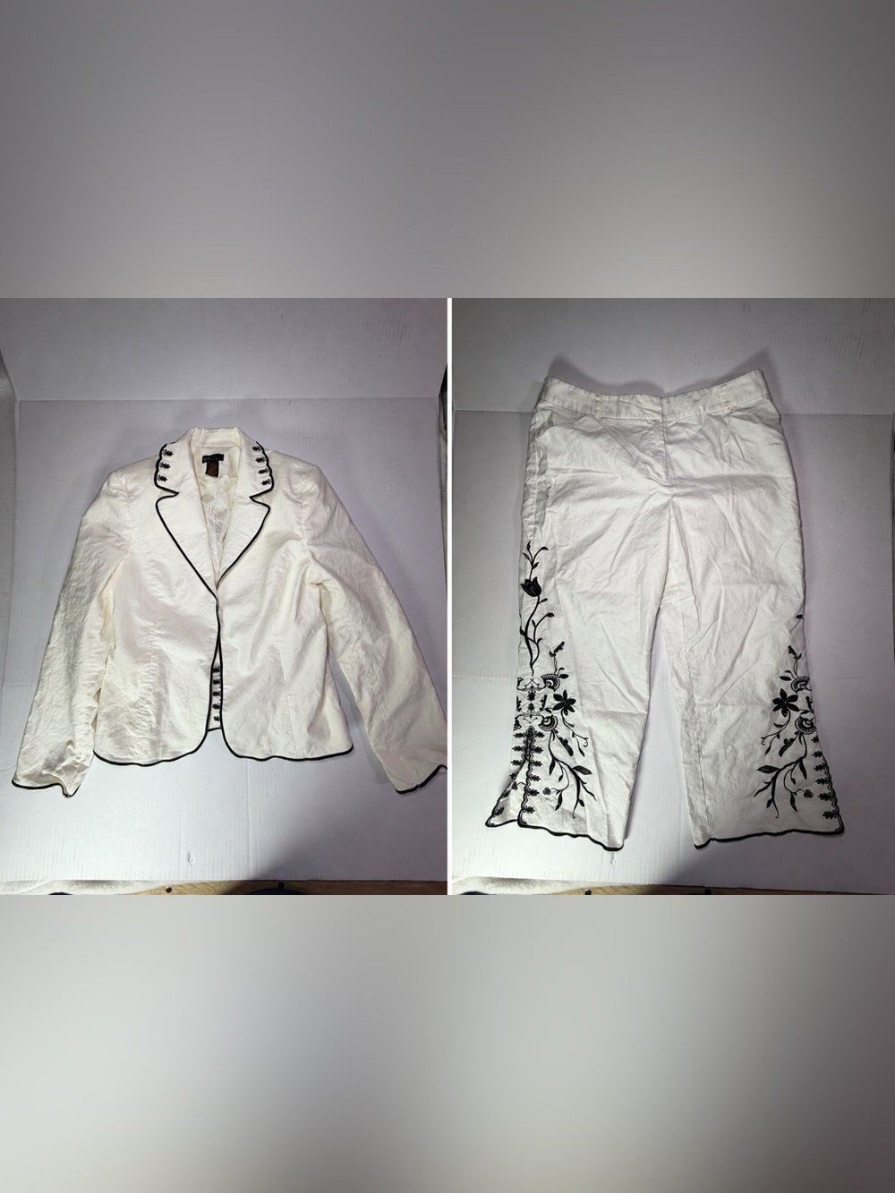 Vintage y2k Grace Essentials Embroidered Suit Set in White Size 14